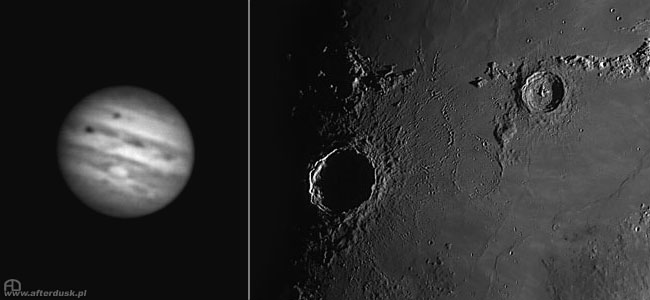 Jowisz i powierzchnia Księżyca