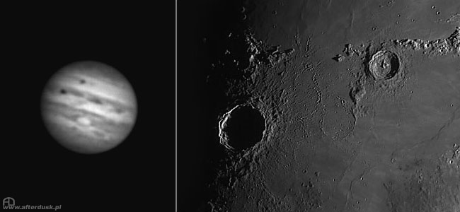 Jowisz i powierzchnia Księżyca