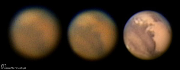 Pojedyncze klatki i finalne zdjęcie Marsa
