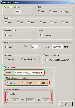 Ustawienia aparatu (Camera settings)