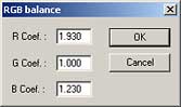 Okno RGB balance