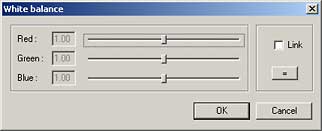 Okno White balance adjustment