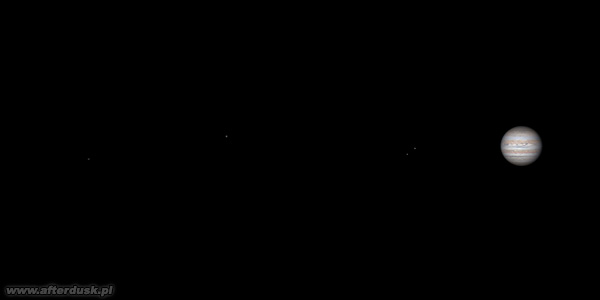 Jowisz z księżycami z 7 sierpnia 2024 roku