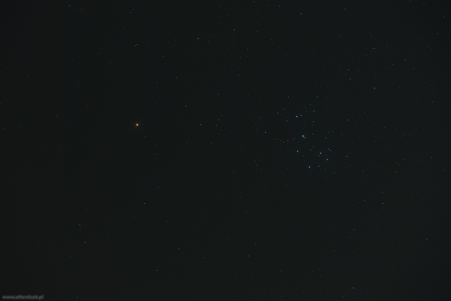 Mars i Plejady 31. marca 2019 roku