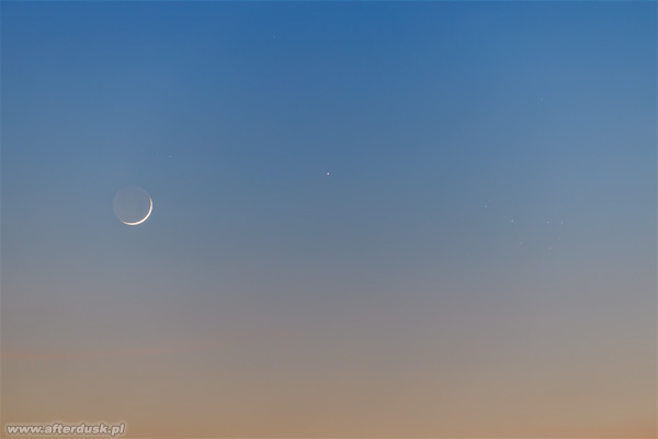 Księżyc, Merkury i Plejady 19:18UT