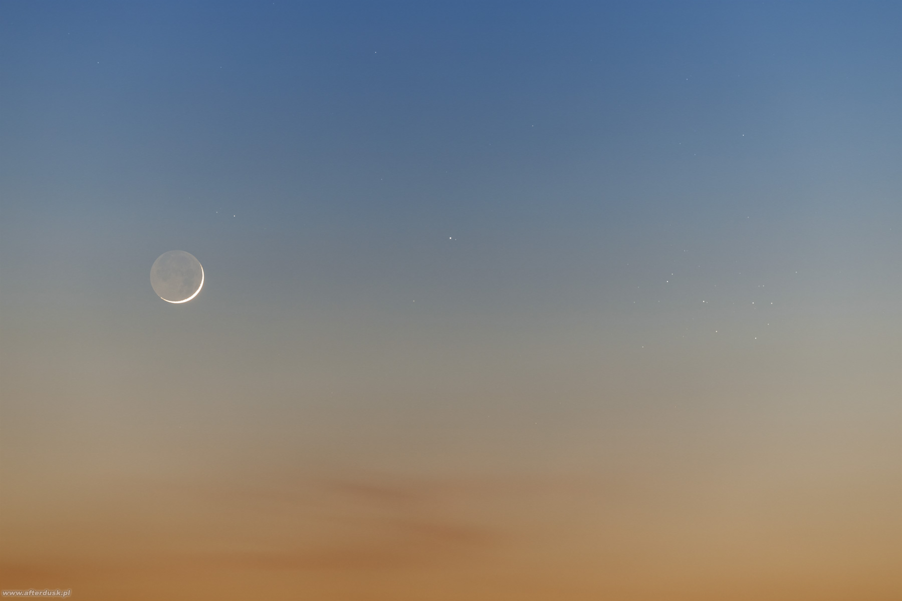 Księżyc, Merkury i Plejady 19:26UT