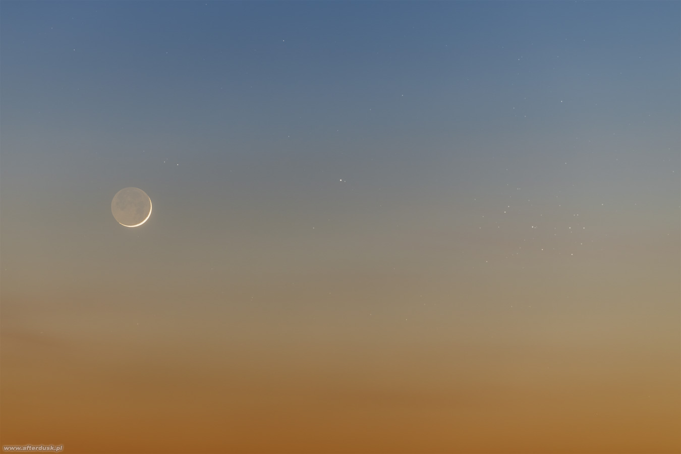 Księżyc, Merkury i Plejady 19:33UT