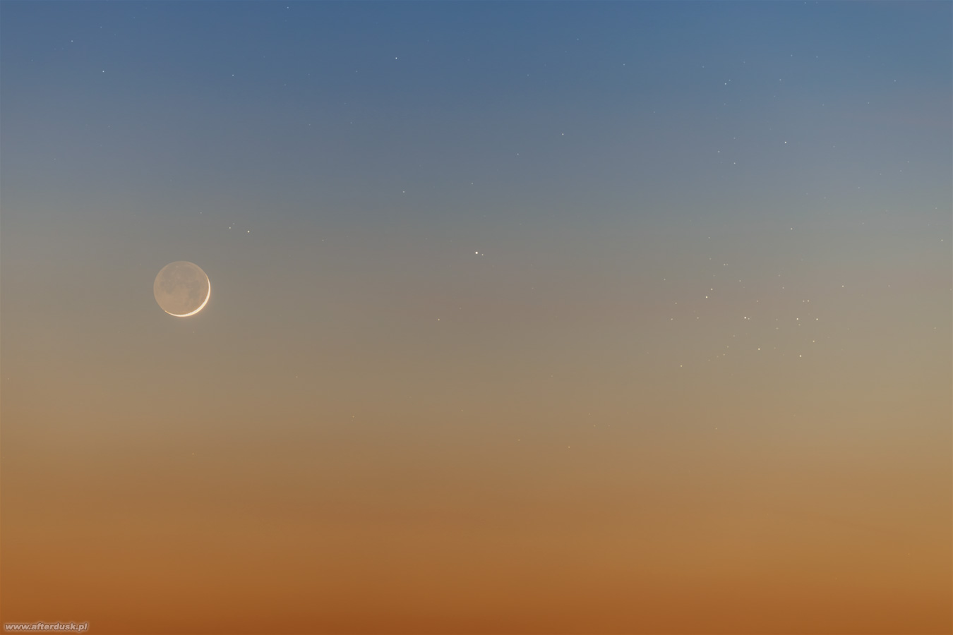 Księżyc, Merkury i Plejady 19:33UT