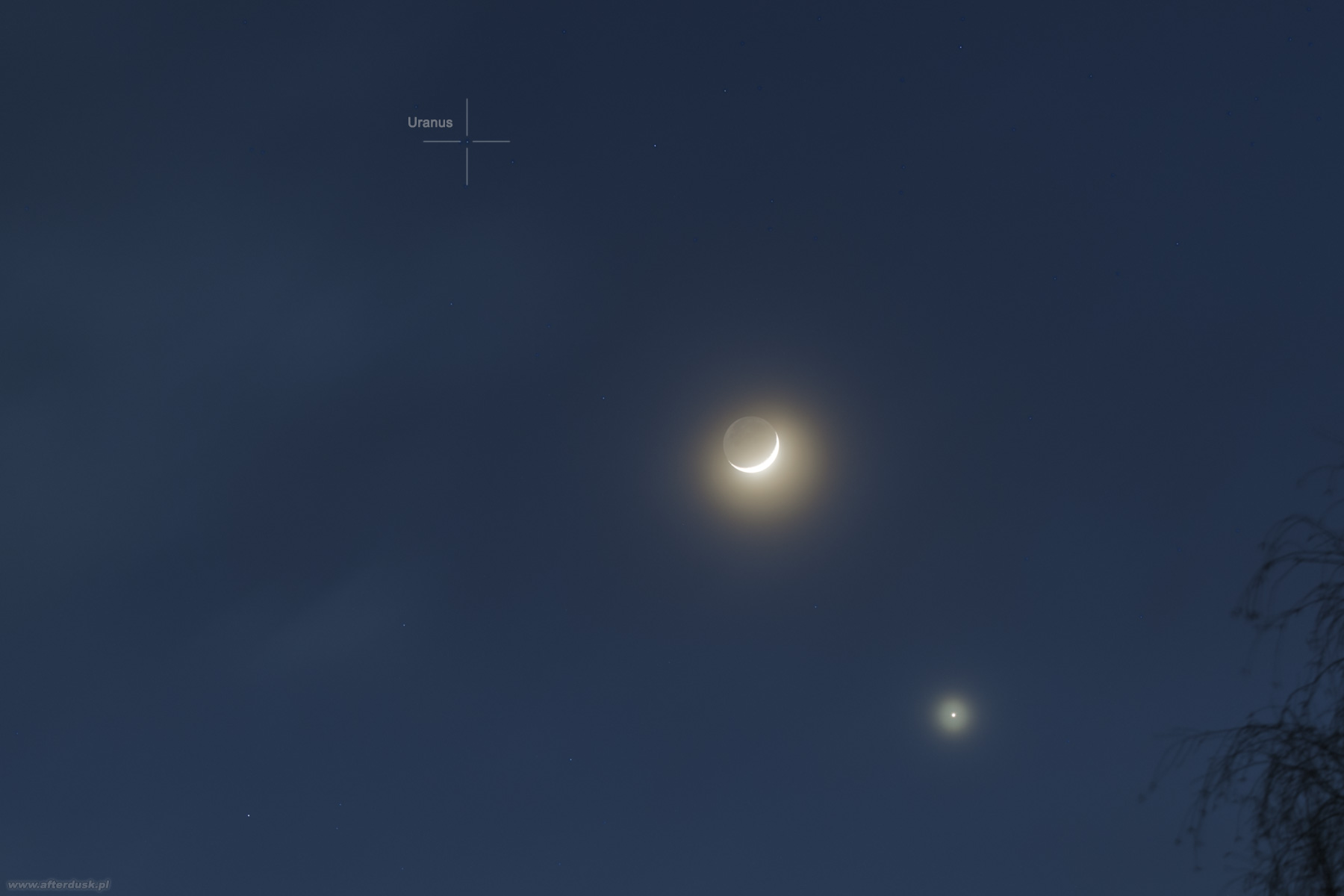 Księżyc i Wenus, 24.03.2023, 18:15UT