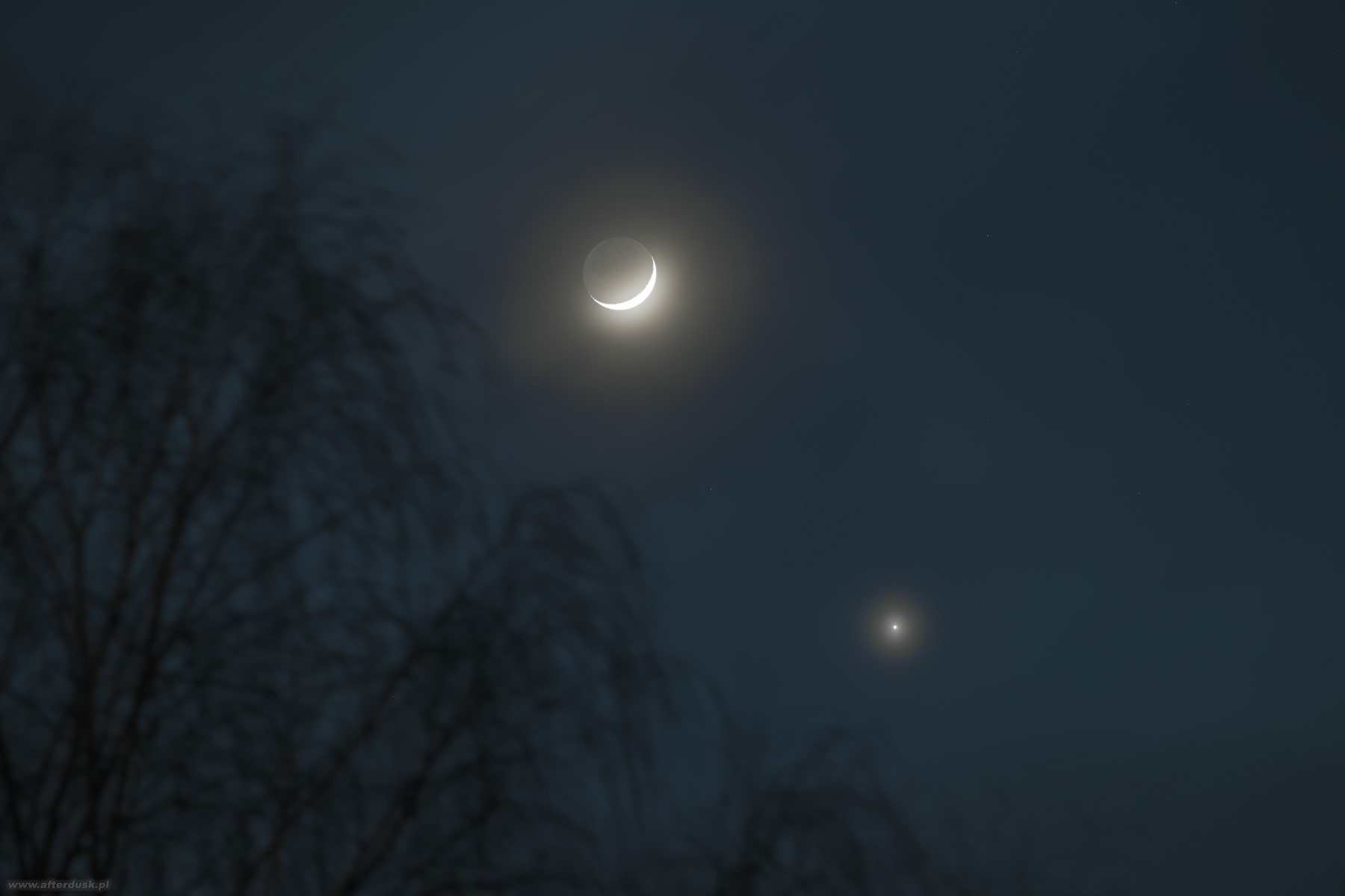 Księżyc i Wenus, 24.03.2023, 18:20UT