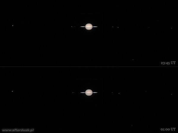 Saturn z księżycami z 12/13 sierpnia 2024roku