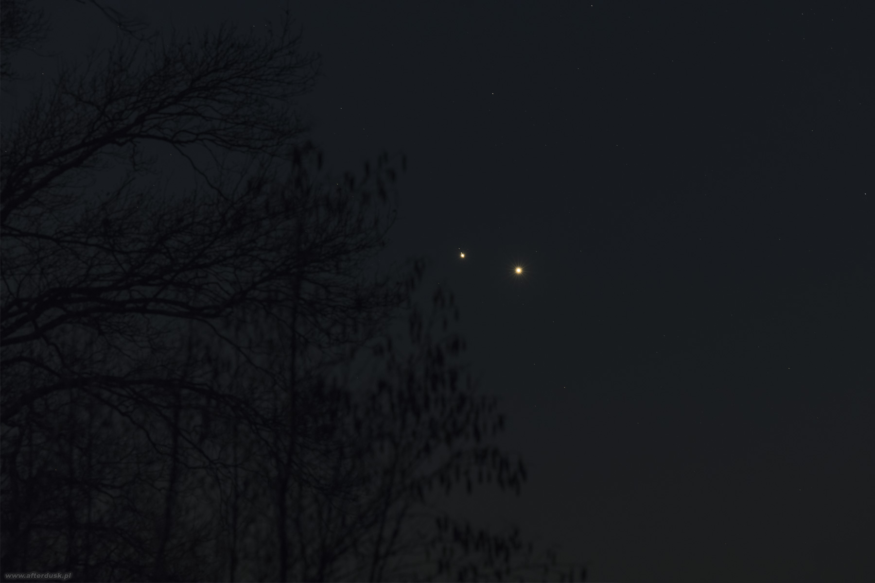 Wenus i Jowisz, 1.03.2023, 18:47UT