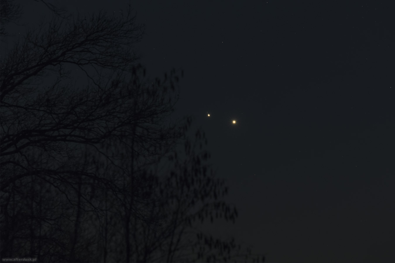 Wenus i Jowisz, 1.03.2023, 18:47UT