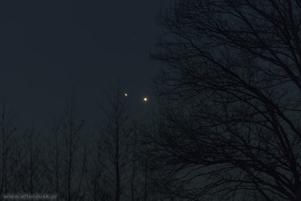 Wenus i Jowisz, 1.03.2023, 18:50UT