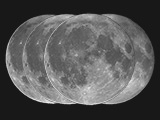2012.12.28, porównanie rozmiarów Księżyca przy wschodzie, górowaniu i zachodzie